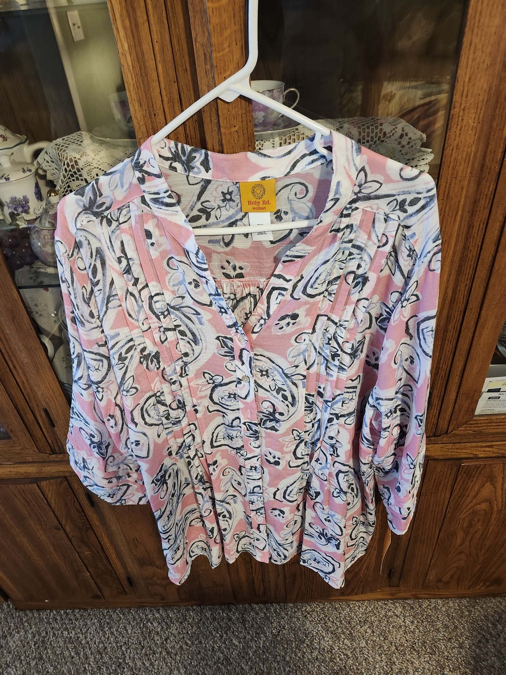 Ruby Rd. Pink Floral Pintuck Blouse - Women